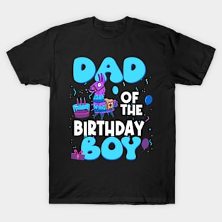 Dad Of The Birthday Boy Llama Dad And Mom Family Party T-Shirt